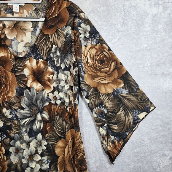 Dressbarn Womens M Floral Bell Sleeve Blouse multicolor Polyester dots Bohemian - Picture 3 of 12